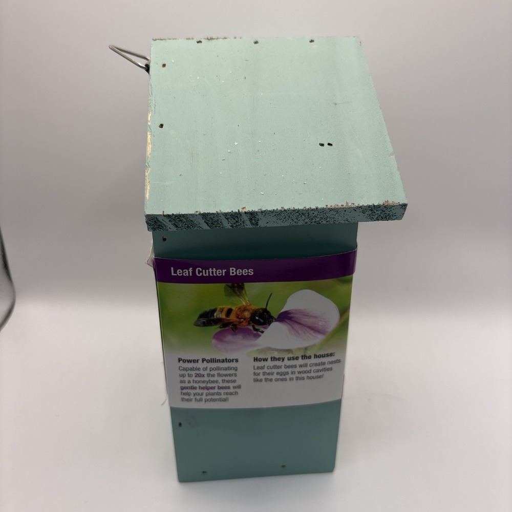 Nature's Way Better Gardens Pollinator Bug Mason Bee House Wooden Green Blue - Picture 7 of 8